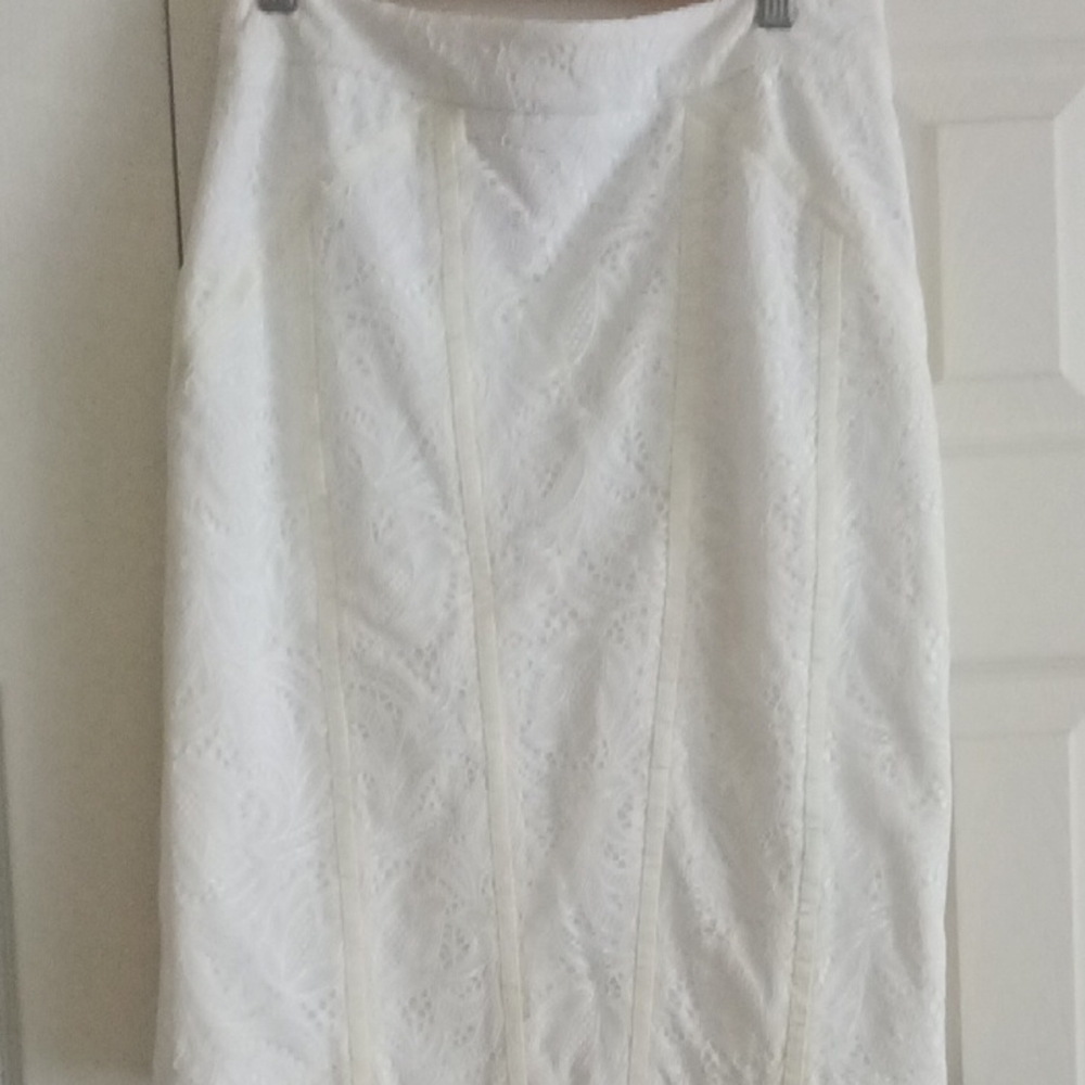 Cache White Lace Pencil Skirt